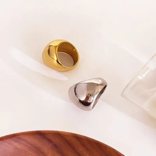 Wholesale 304 Stainless Steel Geometric PVD Coated Real Gold Plated Nordic Style IG Style Waterproof Non Tarnish Surgical Steel Gold Silver Rings