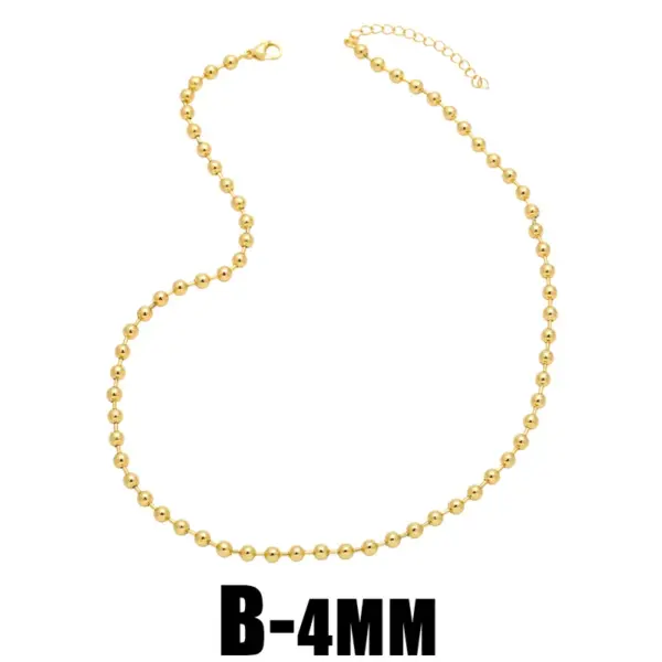 Wholesale Hip-hop Simple Style Round Solid Color Copper 18k Gold Plated Necklace In Bulk