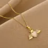 Wholesale Real Gold Plated Heart Shape Wings 304 Stainless Steel Fashion Waterproof Non Tarnish Necklace