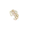 Retro Geometric Butterfly Bow Knot Copper Inlay Artificial Pearls Zircon Rings