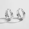 Wholesale PVD Coated 18K Gold Real Gold Plated Solid Color 201 Stainless Steel Fashion Waterproof Non Tarnish Hoop Earrings