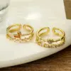 Wholesale Modern Style Sweet Heart Shape Copper Plating Inlay Zircon 18k Gold Plated Open Ring