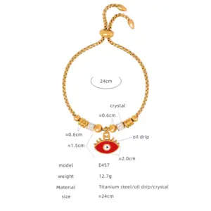 E457-Red Dripping Oil Gold Bracelet
