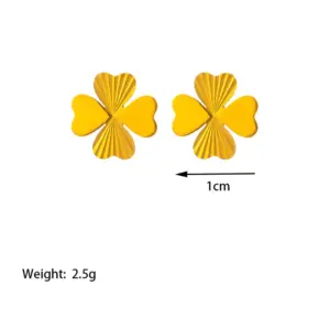 【XKE0382】Heart Clover Earrings / Gold