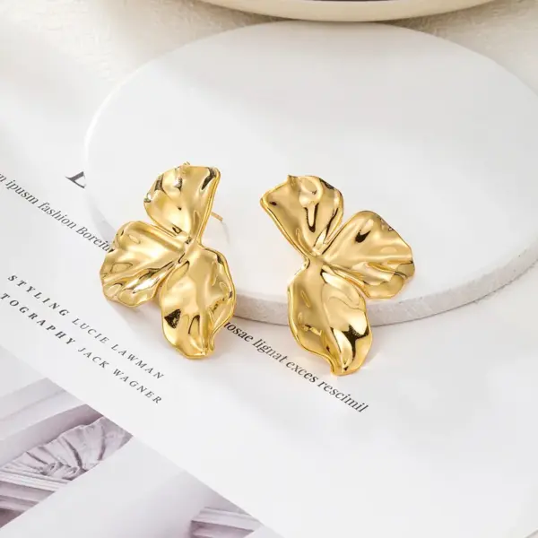 Wholesale 1 Pair IG Style French Style Flower 304 Stainless Steel 14K Gold Plated Ear Studs