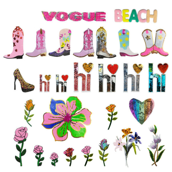 Wholesale in stock Distinctive Exquisite Flower Heart Shoes Letters Bead Embroidery Sequin Embroidered Cloth Stickers Patch Stickers Clothes Decorations