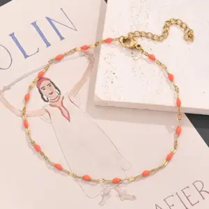 Orange Lip Chain Anklet (Gold) / Length:230+50mm / 1 Strand/Package
