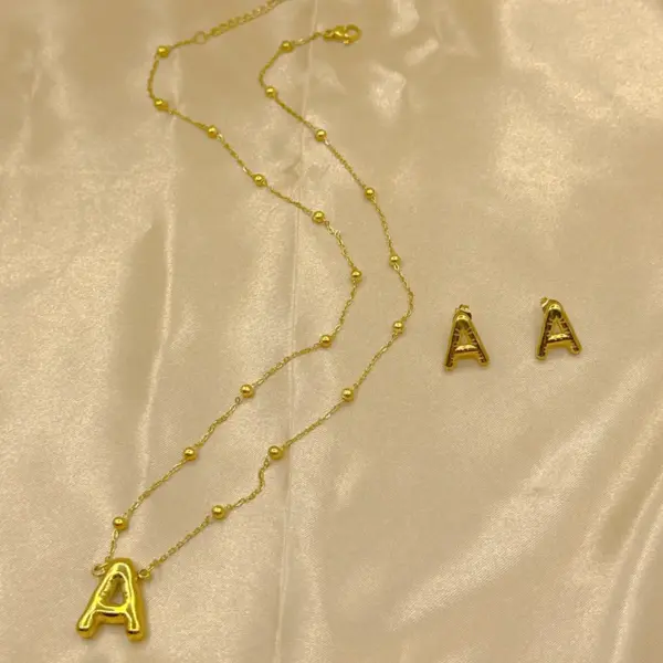 304 Stainless Steel Letter PVD Coated Golden Plated Elegant Hip-Hop Simple Style Gold Jewelry Set