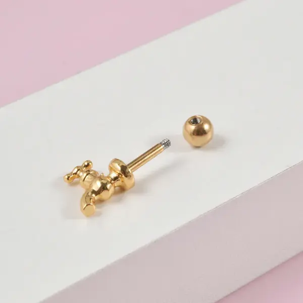 Wholesale PVD Coated 18K Gold Plated Faucet 304 Stainless Steel Resin Novelty Simple Style Waterproof Non Tarnish Ear Studs