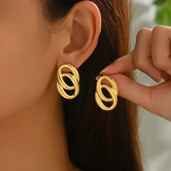 Wholesale 304 Stainless Steel Red Heart Bow Knot PVD Coated Real Gold Plated Gold Plated Casual Modern Style Simple Style Waterproof Non Tarnish Ear Studs