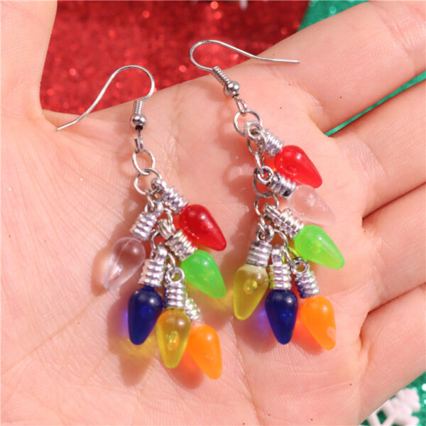 Wholesale Christmas colorful light bulb earrings