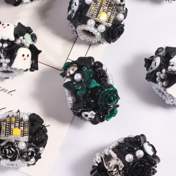 Wholesale Halloween Skull Devil Cartoon Straight Hole Loose Beads DIY Mobile Phone Chain Key Chain Bag Chain Jewelry Accessories