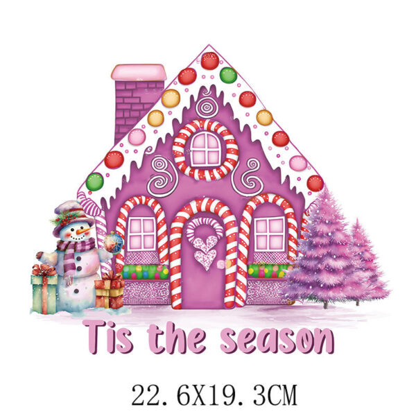 Wholesale Pink Christmas House Heat Transfer