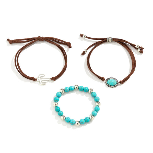 Wholesale Vintage Imitation Turquoise Sweater Chain Beaded Necklace Set