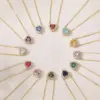 Wholesale Jewelry Elegant Luxurious Shiny Red Heart Copper Birthstone 18K Gold Plated Plating Inlay Cable Chain Pendant Necklace Necklace