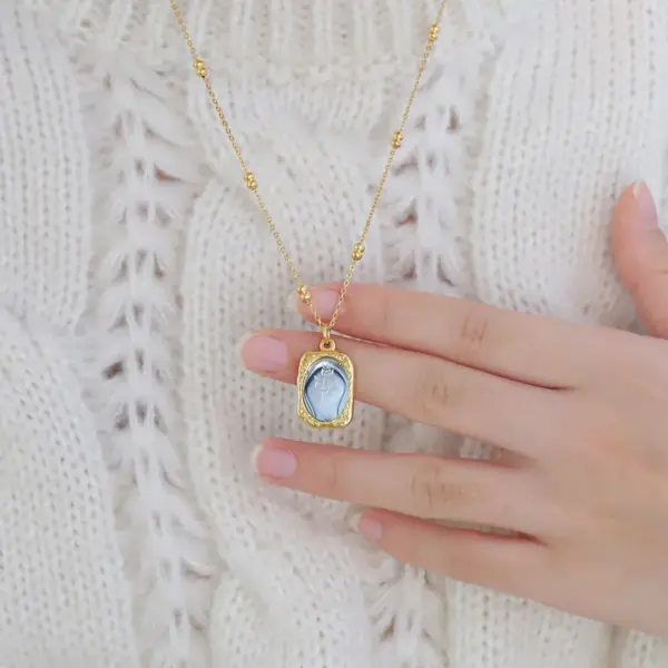 Wholesale PVD Coated Real Gold Plated 18K Rose 304 Stainless Steel Sweet Simple Style Waterproof Non Tarnish Pendant Necklace Long