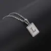 Wholesale PVD Coated 18K Gold Plated Letter Rectangle 304 Stainless Steel Titanium Steel Simple Style Waterproof Non Tarnish 304 Stainless Steel Pendant Necklace