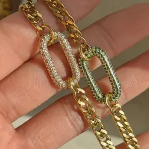 Wholesale Jewelry Fashion Round Glass Copper Rhinestones 18K Gold Plated Plating Necklace