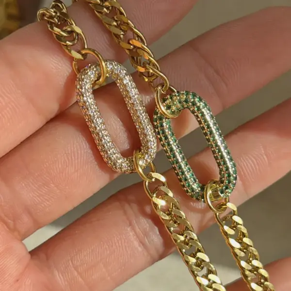 Wholesale Jewelry Fashion Round Glass Copper Rhinestones 18K Gold Plated Plating Necklace