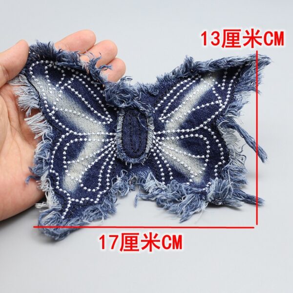 Wholesale Denim Tassel Edge Butterfly Cloth Sticker Patch Embroidered Piece Cloth Sticker Clothing Bag Hand-stitched Decorative Cloth Sticker DIY Accessories