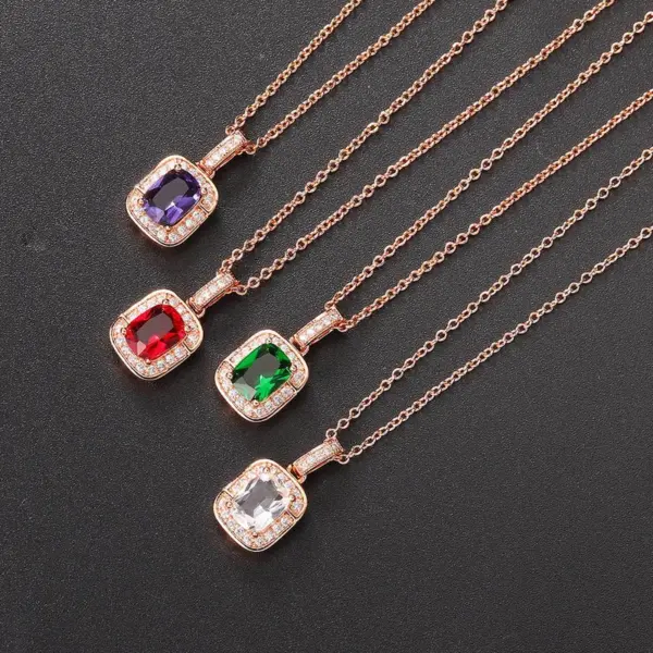 Wholesale Copper Inlay Square Zircon Bracelets Earrings Necklace