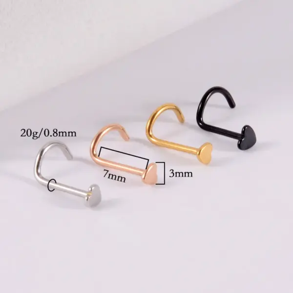 1 Piece Nose Rings & Studs Simple Style Heart Shape 304 Stainless Steel Plating 18K Gold Plated Nose Pin