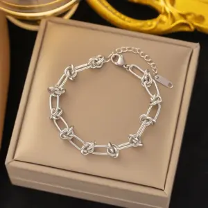 12 [Ae244] Thorn Chain Bracelet / Steel Color