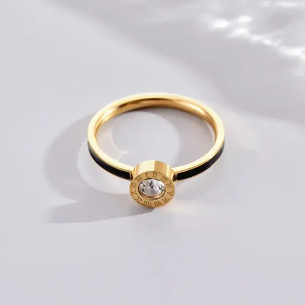 Wholesale PVD Coated Real Gold Plated 14K Gold Round 304 Stainless Steel Vintage Style Waterproof Non Tarnish Rings