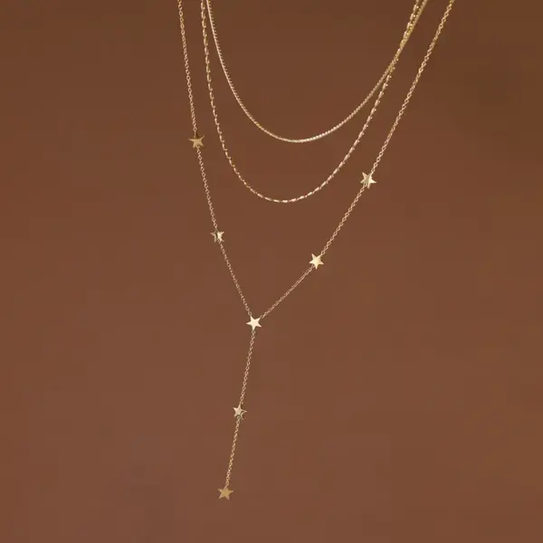 Wholesale Real Gold Plated Star 304 Stainless Steel Casual Waterproof Non Tarnish 304 Stainless Steel Pendant Necklace