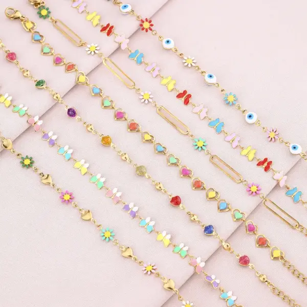 Wholesale Water Plating 18K Gold Plated Butterfly Stainless Steel Basic 304 Stainless Steel Bracelets