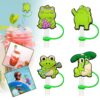 Wholesale Cute Anime Frog Dust Plug Straw Cap Straw