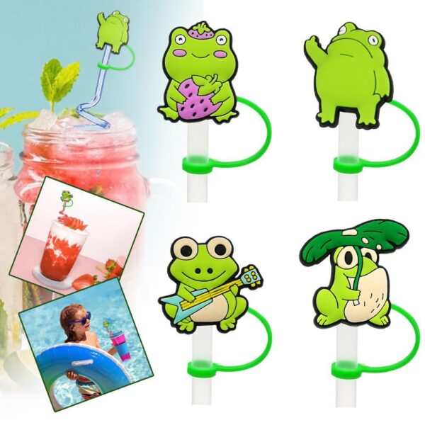 Wholesale Cute Anime Frog Dust Plug Straw Cap Straw