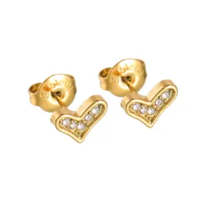 Fully Jeweled Loving Heart Ear Studs 923-c