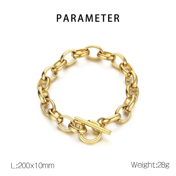 Wholesale PVD Coated 18K Gold Plated Geometric 304 Stainless Steel Simple Style Classic Style Waterproof Non Tarnish 304 Stainless Steel Bracelets