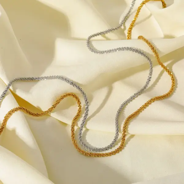 Wholesale 316 Stainless Steel Gold Plated Vacuum Electroplating (In-Furnace) Gold-Steel Color Unisex Sparkling Cauliflower Chain Necklace