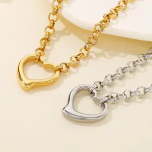 Wholesale PVD Coated 18K Gold Plated Heart Stainless Steel Fashion Waterproof Non Tarnish Jewelry Set