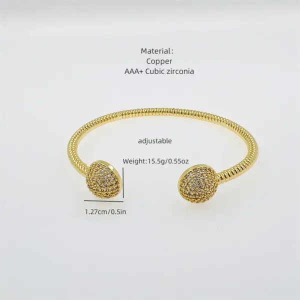 Wholesale Multi-Style Copper Plating 18K Gold Round Inlaid Full Rhinestone Zircon Bracelet Fashion High-End Suitable For Daily Wear Valentine's Day Gift