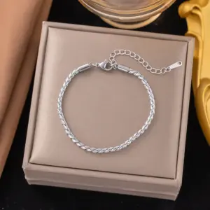 38【E2204】 3mmS Chain Bracelet / Steel Color