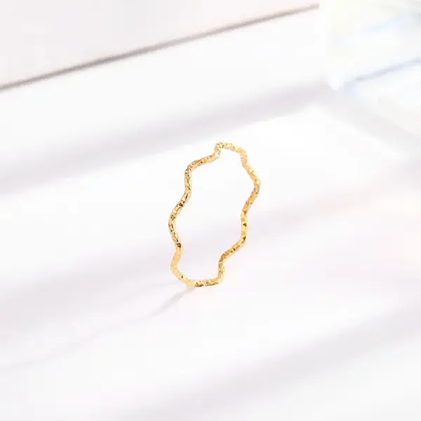 Wholesale Vacuum Plating Real Gold Plated 18K Gold Solid Color 304 Stainless Steel Glam Luxurious Solid Color Waterproof Non Tarnish Rings