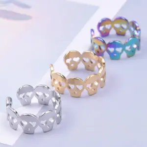 PVD Coated Real Gold Plated 18K Gold Skull 304 Stainless Steel Commute Waterproof Non Tarnish Rings