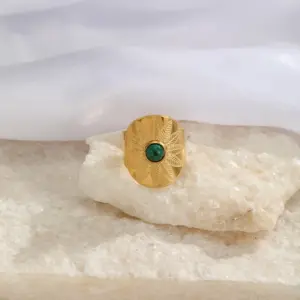 Green Natural Stone-Gold