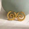 304 Stainless Steel Spiral Circle PVD Coated 18K Real Gold Plated Real Gold Plated 18K Gold IG Style Waterproof Non Tarnish Gold Earrings