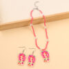 Wholesale Cross-border beach vacation style slippers earrings dopamine printed beaded acrylic necklace fashion set for women