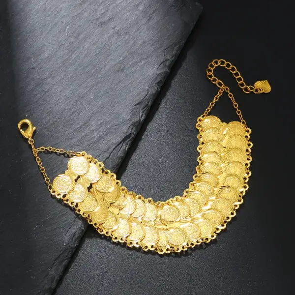Wholesale Retro Roman Style Coin Copper Plating 18k Gold Plated Bracelets