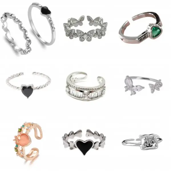 Wholesale Romantic Modern Style Simple Style Animal Letter Heart Shape Alloy Copper Gold Plated Silver Plated Artificial Gemstones Artificial Pearls Artificial Diamond Open Ring In Bulk