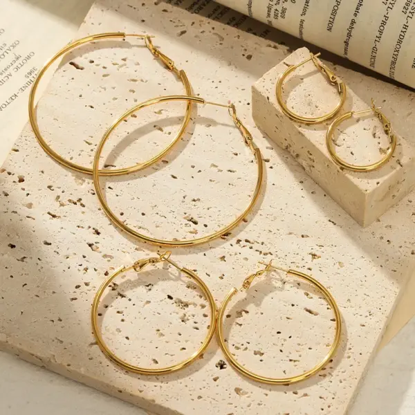 Wholesale 1 Pair Simple Style Solid Color Plating 304 Stainless Steel Stainless Steel Earrings