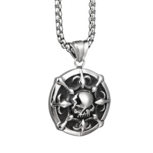 Wholesale 2019 European and American Hip Hop Nightclub Personality Trend Skull Disc Titanium Steel Necklace for Men and Women 9925G