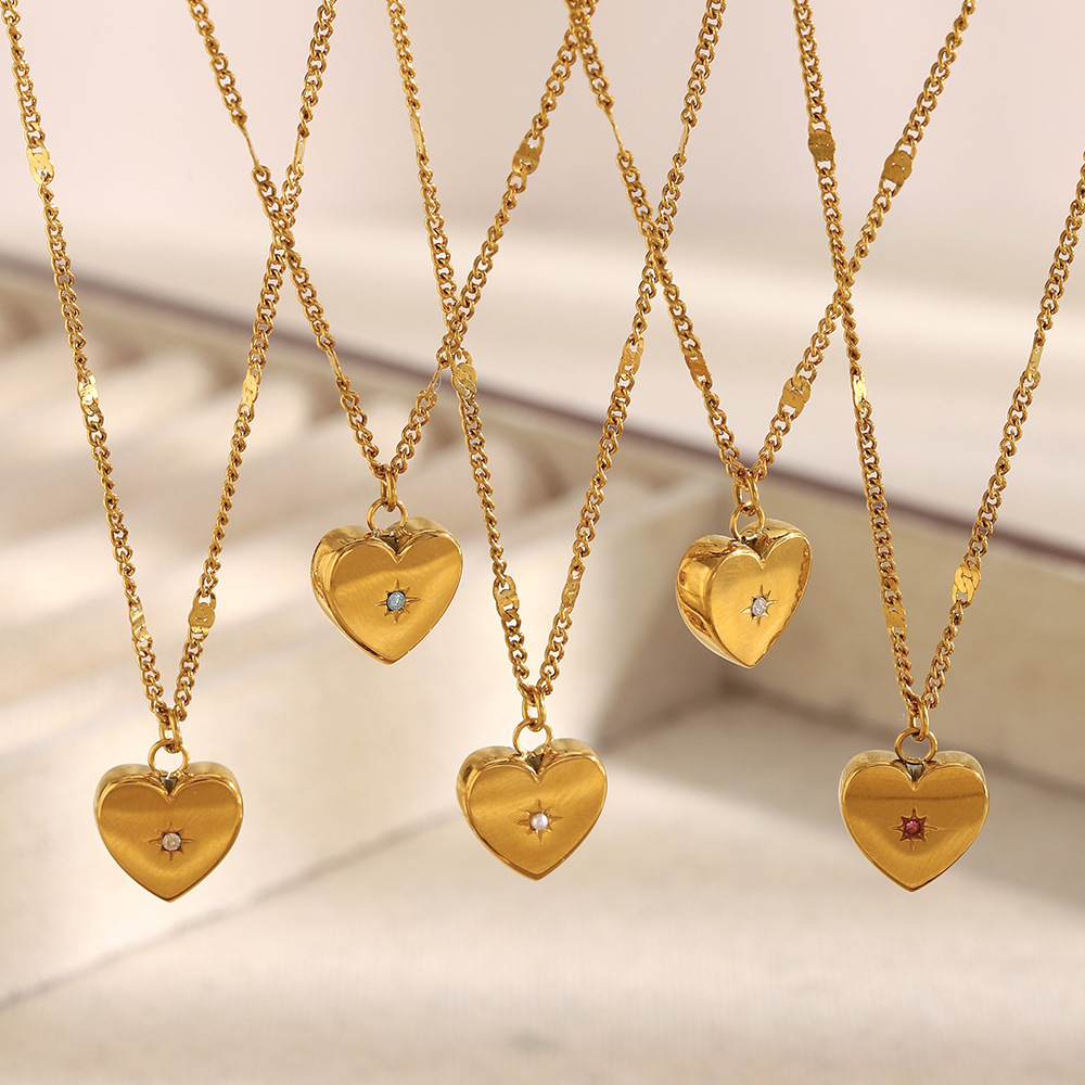 Wholesale Stainless steel 18K gold-plated zircon necklace
