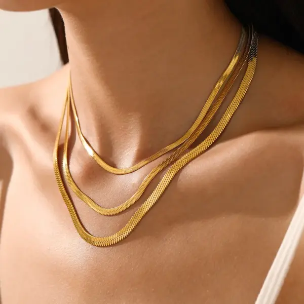 PVD Coated 18K Gold Plated Geometric 304 Stainless Steel Basic Waterproof Non Tarnish 304 Stainless Steel Necklace