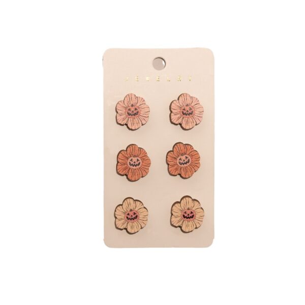 oly-3998f2d941905d7d00fea664556d75bd Wholesale European and American Cross-border Halloween Cartoon Funny Ghost Pumpkin Kid Wooden Decorative Earrings Combination suit